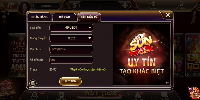 Cách rút tiền Sunwin an toàn 2026