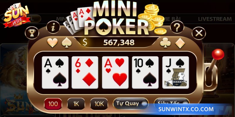 Mini Poker Sunwin được tối ưu với giao diện trực quan và hiệu ứng sinh động