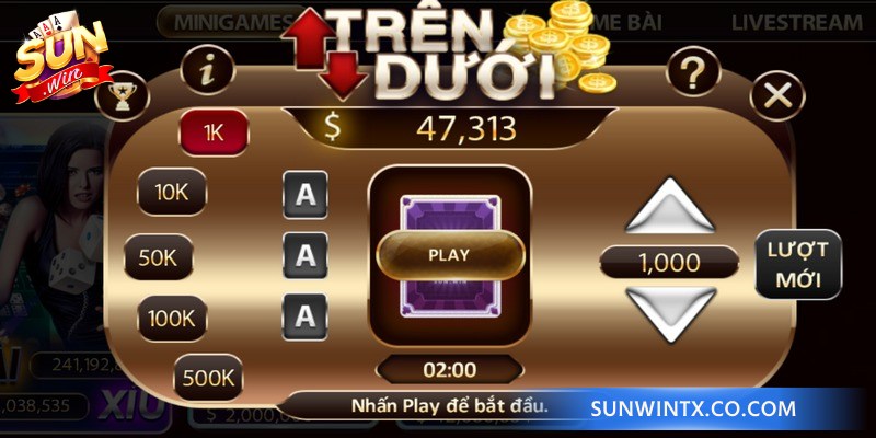 Chia sẻ quy trình chơi một ván Trên Dưới Sunwin